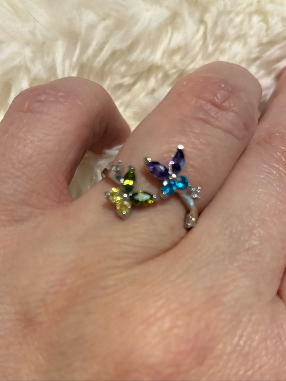 Multi-Color Crystal Butterfly Ring - Women Jewelry